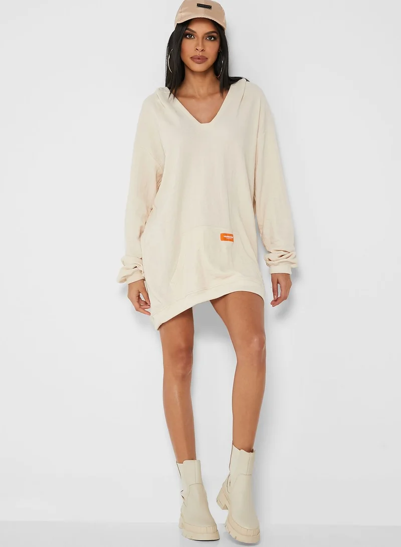 PUBLIC DESIRE Textured Waffle Wide Hoodie Dress