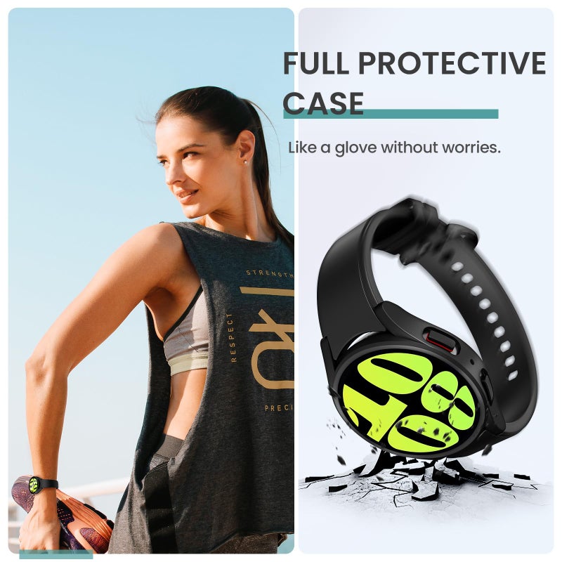 Tensea تينسيا [5+5 عبوة لحماية شاشة ساعة سامسونج جالكسي 6 44 مم، ملحقات، حافة صلبة من PC/زجاج مقسى مضاد للضباب، مجموعة غطاء الوجه، غلاف ساعة جالكسي 6 للنساء والرجال - Image 5