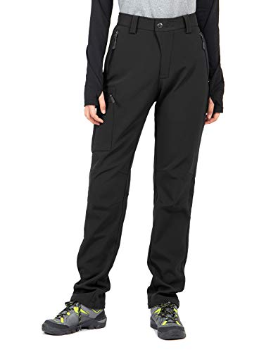 Wespornow Women's-Snow-Ski-Pants Fleece-Lined-Waterproof-Hiking-Pants Softshell Insulated Pants for Winter Outdoor Snowboard (Black, Medium) - Image 2