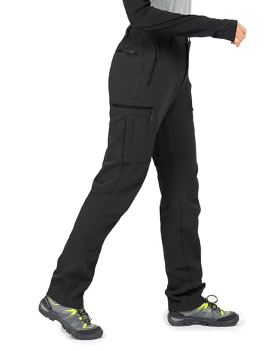 Wespornow Women's-Snow-Ski-Pants Fleece-Lined-Waterproof-Hiking-Pants Softshell Insulated Pants for Winter Outdoor Snowboard (Black, Medium) - Image 1