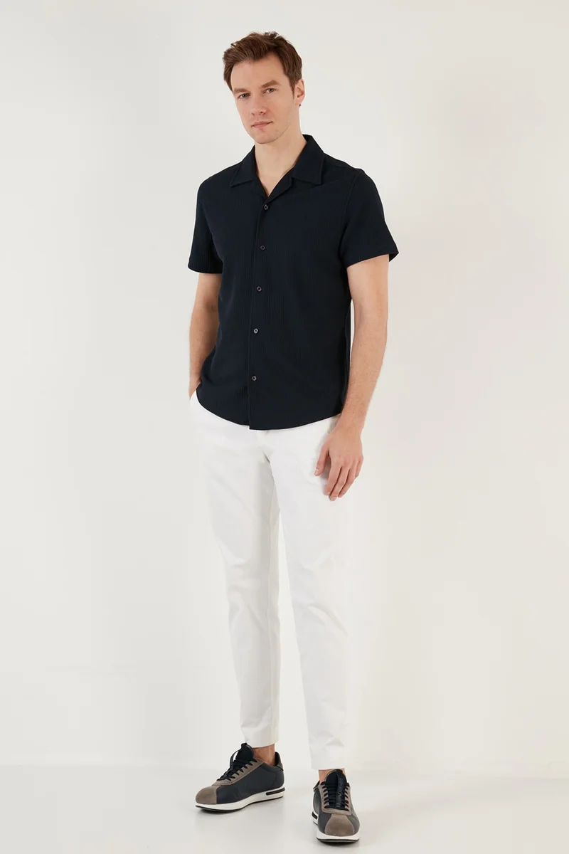 Buratti Cotton Blended Open Collar Short Sleeve Regular Fit Shirt Men's Shirt CF24S115882