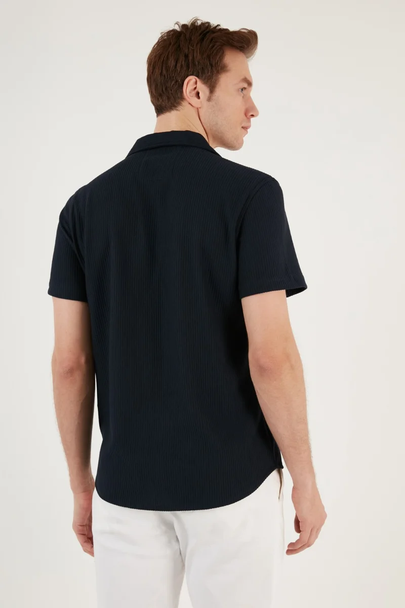 Buratti Cotton Blended Open Collar Short Sleeve Regular Fit Shirt Men's Shirt CF24S115882