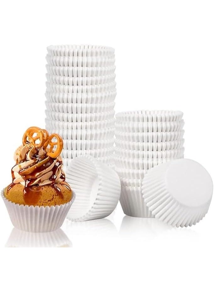 Cupcake Liners Disposable Greaseproof Odorless Paper Baking Cups White Food Grade Non-Stick Wrappers 1000 Pieces (6x2.8cm - Medium) - Image 1