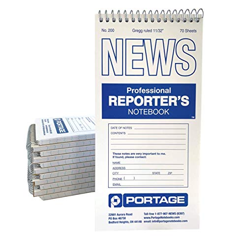 Portage Reporters Notebook – Top Bound Spiral Pocket Notepad, Steno Note Book, Perfect for Reporters & Journalists Taking Notes in the Field, Gregg Ruled – 4 x 8 In, 70 Sheets, 12 Pack - Image 1