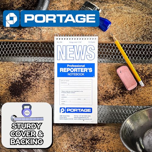 Portage Reporters Notebook – Top Bound Spiral Pocket Notepad, Steno Note Book, Perfect for Reporters & Journalists Taking Notes in the Field, Gregg Ruled – 4 x 8 In, 70 Sheets, 12 Pack - Image 3