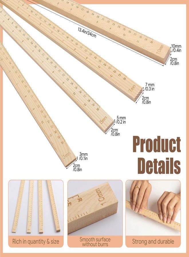 SiliFine 8 Pcs 13.4 Inch Rolling Pin Guides Clay Slab Roller with Scale Wooden Slab Roller Strips Polymer Clay Tools Bulk for DIY Handmade Crafts Handmade Art Supplies - Image 2