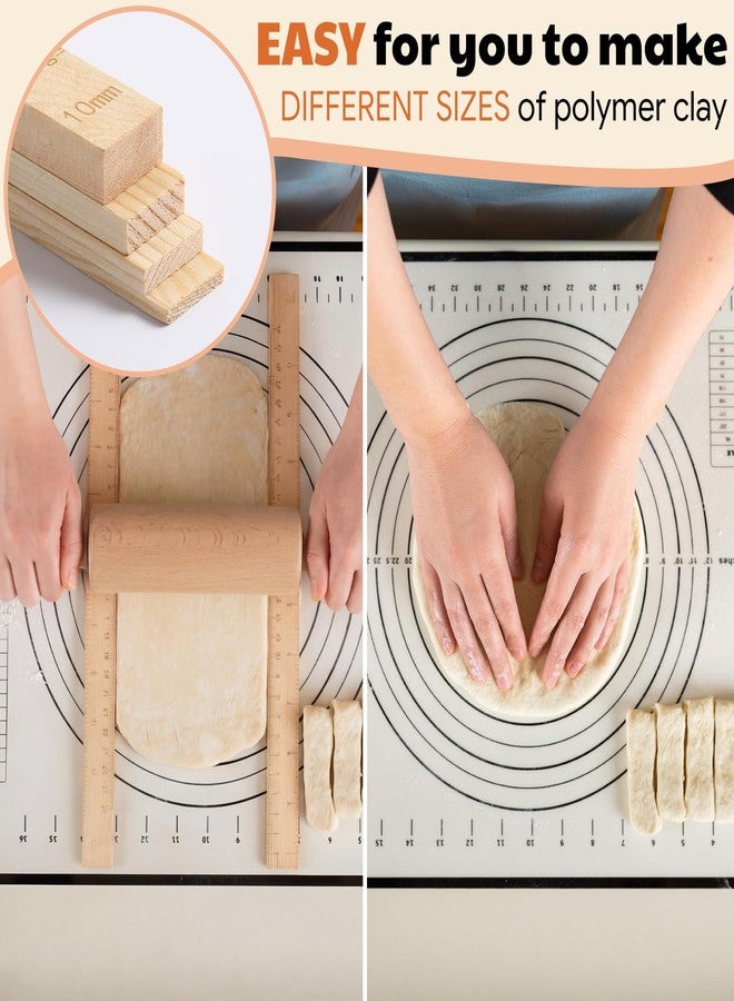SiliFine 8 Pcs 13.4 Inch Rolling Pin Guides Clay Slab Roller with Scale Wooden Slab Roller Strips Polymer Clay Tools Bulk for DIY Handmade Crafts Handmade Art Supplies - Image 4