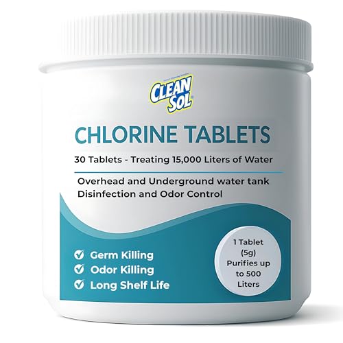 Cleansol Chlorine Tablets for Water Tank Disinfection – 5g Each (Pack of 30) | 1 Tablet Treats 500 litres | Kills Germs & Controls Odour | Ideal for Overhead & Underground Water Tanks - Image 1