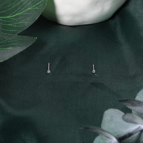 BodyAce 18K White Gold Nose Rings for Women Men, 20g Real Solid 18k Nose Rings Studs, Simulated Diamond Nose Piercing Jewelry 1.5mm 2mm 3mm (A:Bone) - Image 5
