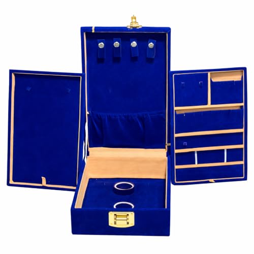 DigiRake Jewellery Box For Women with Lock - Jewellery Organisers Box | 12x8 Inch Jewellery Storage for Gold, Rings, Necklaces & Earrings (Blue) (Blue) - Image 4