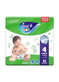 Fine Baby Diaper Size 4 Large (7–14kg) 12 Diapers  - Image 1