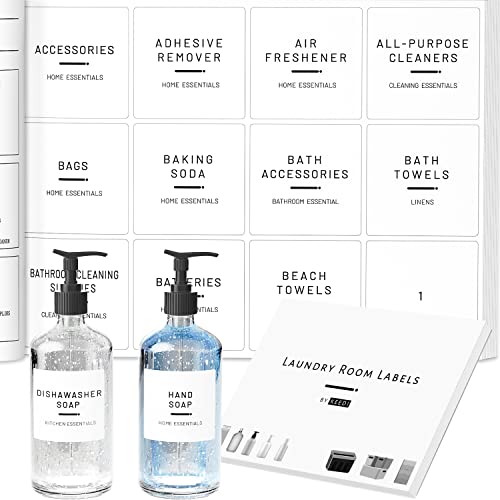 Neatsure 144 Minimalist Laundry Labels for Organizing, Preprinted Stickers Booklet for Jars, Containers and Storage Bins, Cleaning Labels for Laundry Room Organization… - Image 1