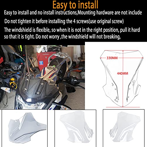 Midimttop Motorcycle WindScreen Windshield Windproof Protector Flyscreen Pare-brise Shield Screen compatible with G310GS G 310GS G 310 GS Accessories 2017 2018 2019 2020 2021 2022 2023 2024(Clear) - Image 5