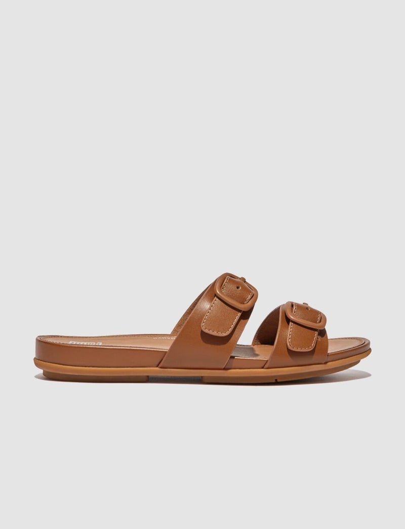 FitFlop Gracie Fv1 Double Buckle Tan Women's Slippers - Image 1