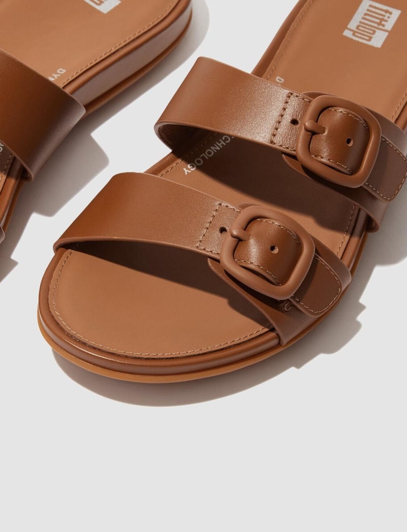 FitFlop Gracie Fv1 Double Buckle Tan Women's Slippers - Image 3