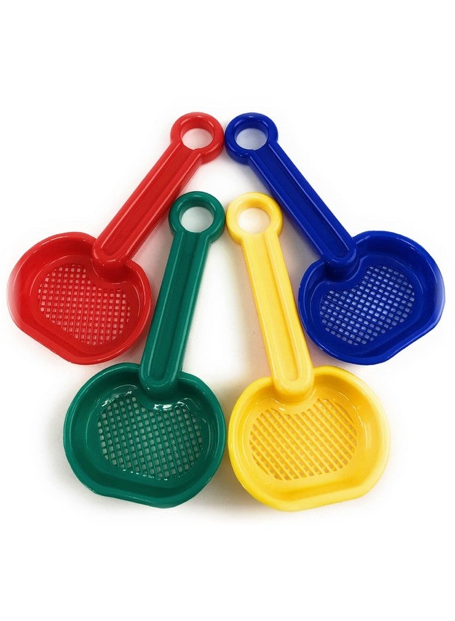 Matty's Toy Stop 7.5" Plastic Sand Sifter Shovels For Kids (Red Blue Green & Yellow) Complete Gift Set Party Bundle 4 Pack - Image 2