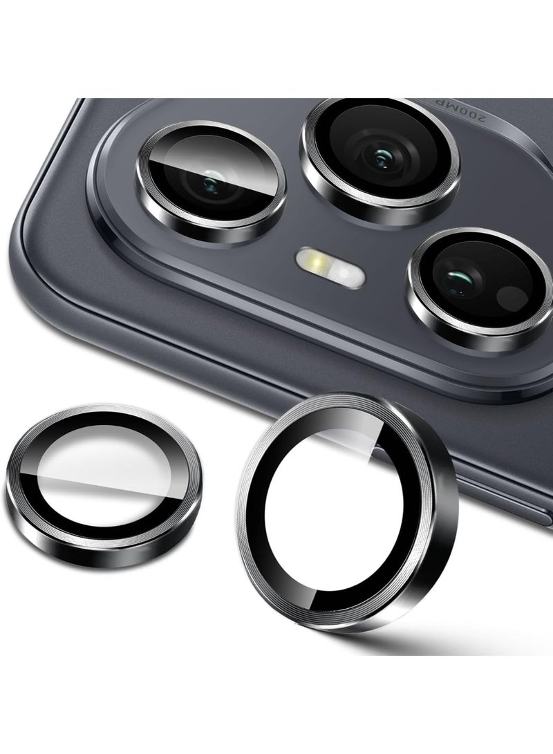 Camera Lens Protector For Honor 400 Pro , Scratch-Resistant HD Clarity Ultra-Thin 9H Tempered Glass with Aluminum Edging, Individual Metal Lens Cover (Black) - Image 1