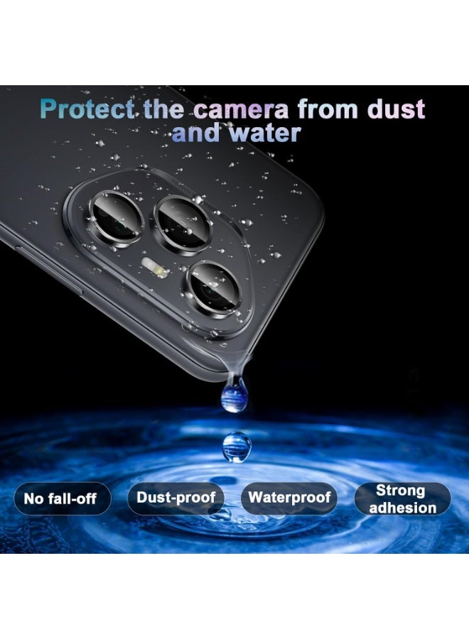 Camera Lens Protector For Honor 400 Pro , Scratch-Resistant HD Clarity Ultra-Thin 9H Tempered Glass with Aluminum Edging, Individual Metal Lens Cover (Black) - Image 3