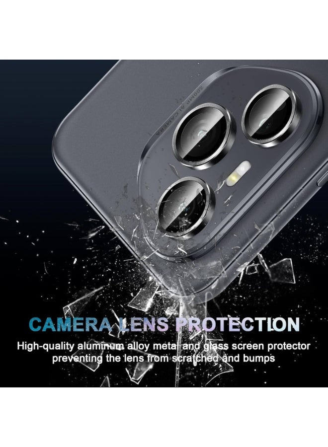Camera Lens Protector For Honor 400 Pro , Scratch-Resistant HD Clarity Ultra-Thin 9H Tempered Glass with Aluminum Edging, Individual Metal Lens Cover (Black) - Image 2