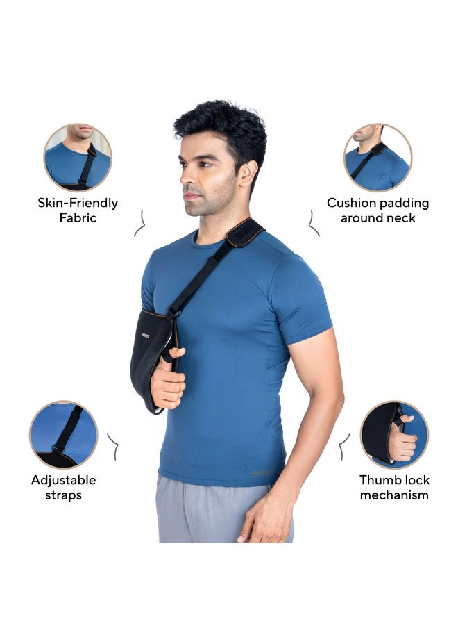 FOverA - FOVERA Arm Pouch Sling (Baggy), Shoulder Support for Fracture, Immobilization, Prevents Shoulder Dislocation, Skin Friendly & Breathable Material (Size - L) - Image 1