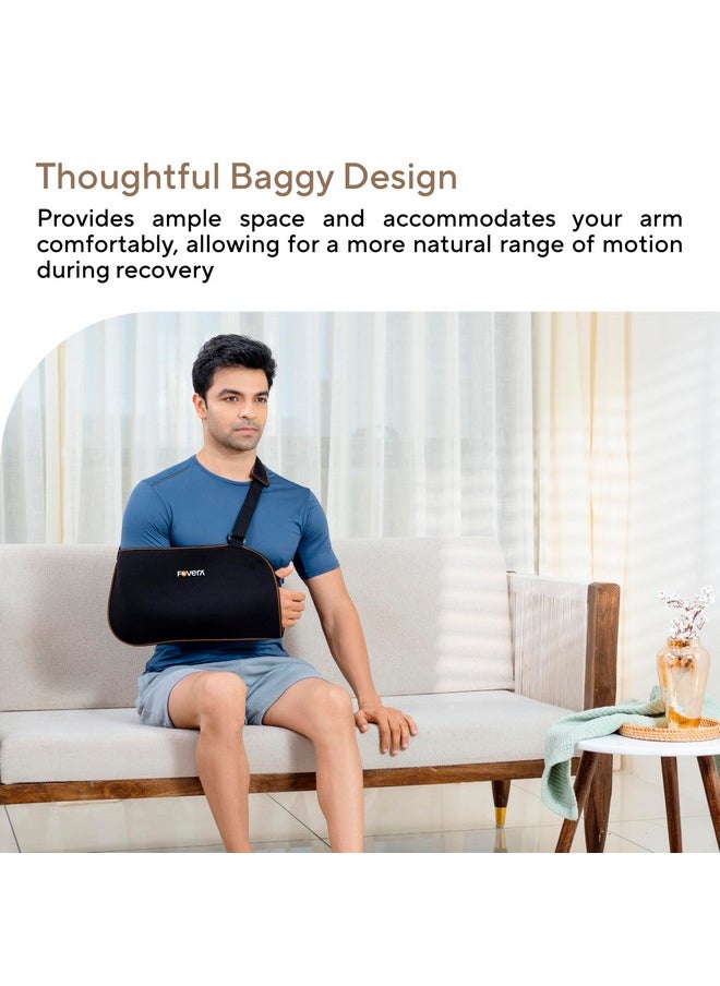FOverA - FOVERA Arm Pouch Sling (Baggy), Shoulder Support for Fracture, Immobilization, Prevents Shoulder Dislocation, Skin Friendly & Breathable Material (Size - L) - Image 1