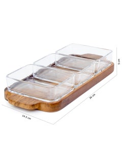 BILLI 3 Glass Bowls And Wooden Tray Set  - Image 4