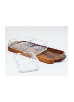 BILLI 3 Glass Bowls And Wooden Tray Set  - Image 3