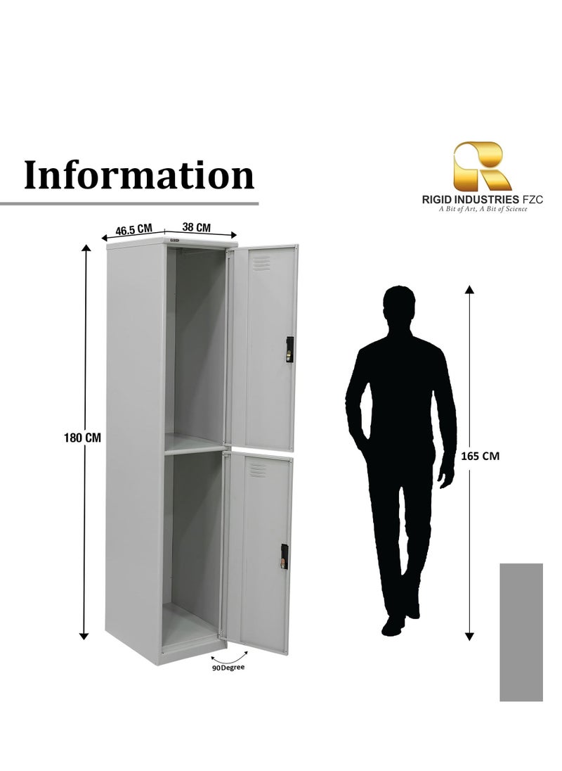 RIGID - Steel locker Two Doors Heavy Duty Curved Shape 0.7mm Thickness Grey - Image 1