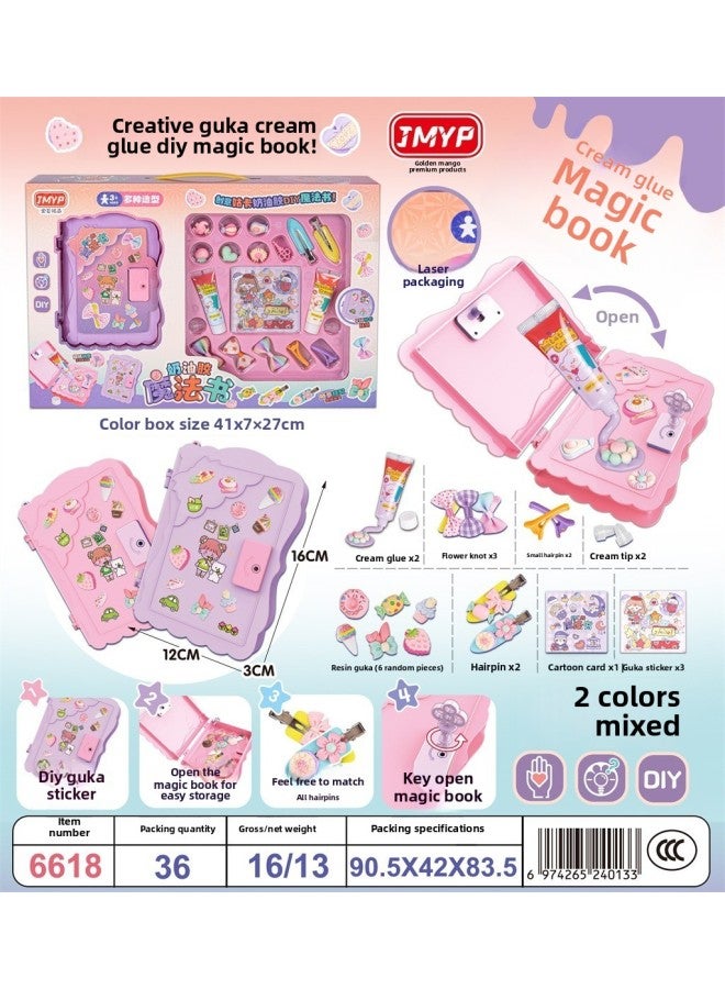 Children's Simulation Kitchen Play House Cashier Toy Girl Doll Set Gift Box Stall Wholesale-Color:6618 Cream Gel Magic Book - Image 1