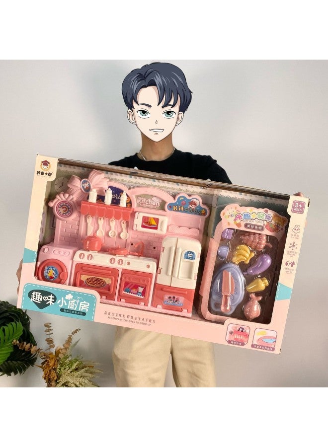 Children's Simulation Kitchen Play House Cashier Toy Girl Doll Set Gift Box Stall Wholesale-Color:6618 Cream Gel Magic Book - Image 3