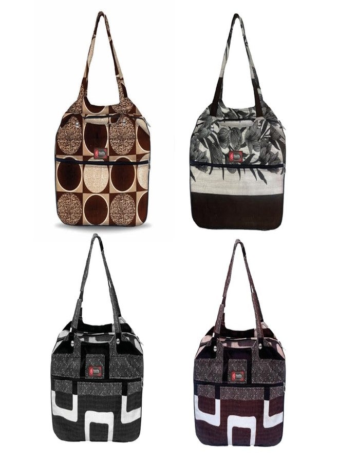 Temoli Handbag or Travel Bag for carrying things or also used as a office bag or Bazar Shopping bag,Design 5,4PCS - Image 1