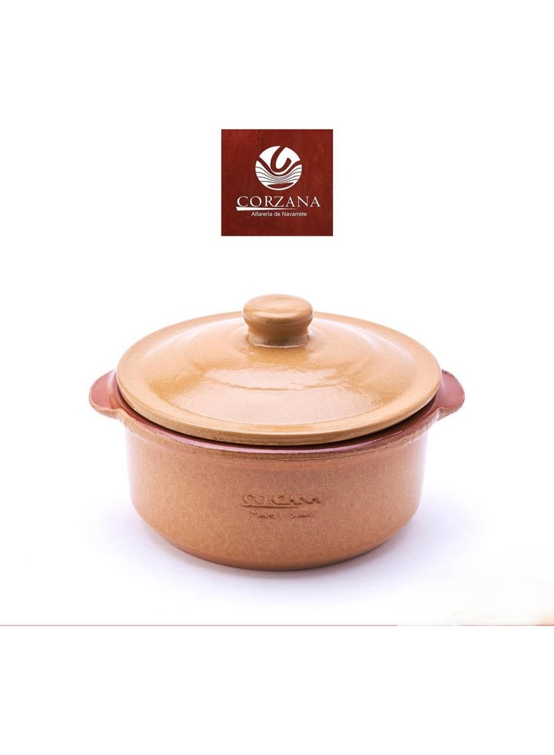 كورزانا قدر طبخ فخار صحي بمقابض وغطاء صناعة اسبانية ماركة كورزونا 4.5 لتر 32*12 سم - Image 3