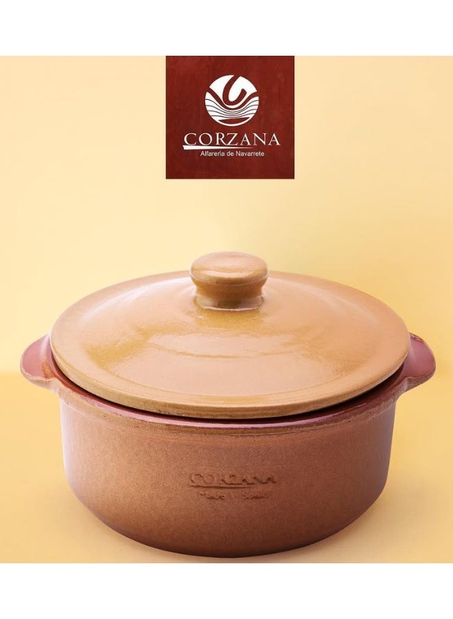 كورزانا قدر طبخ فخار صحي بمقابض وغطاء صناعة اسبانية ماركة كورزونا 4.5 لتر 32*12 سم - Image 4