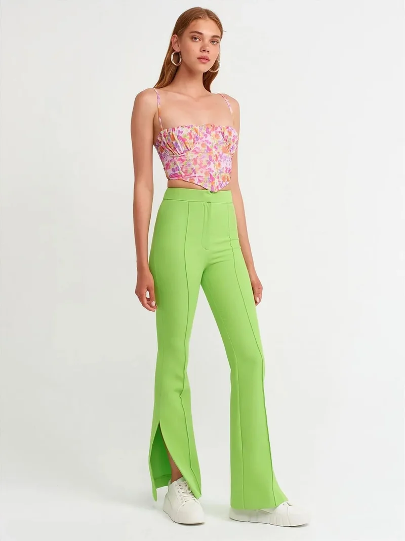 ديلفين Dilvin High-waist Flare-leg Trousers With Slit