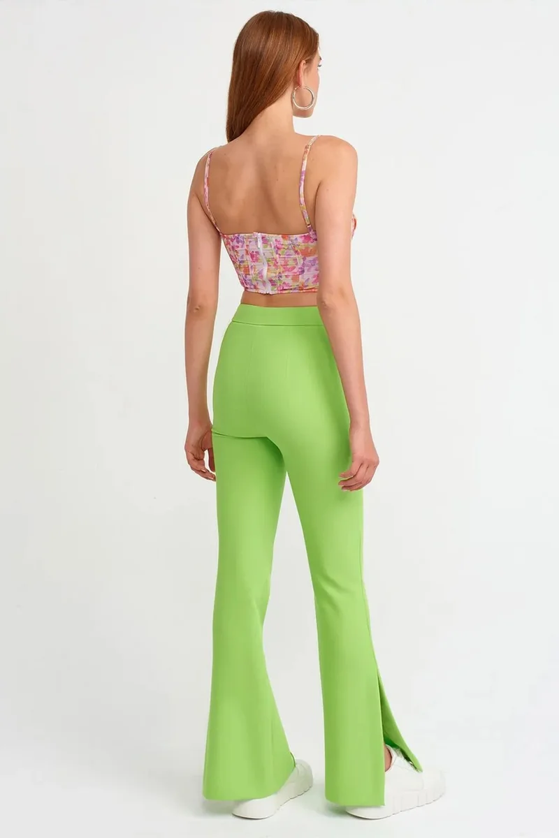 ديلفين DILVIN High-waist Flare-leg Trousers With Slit
