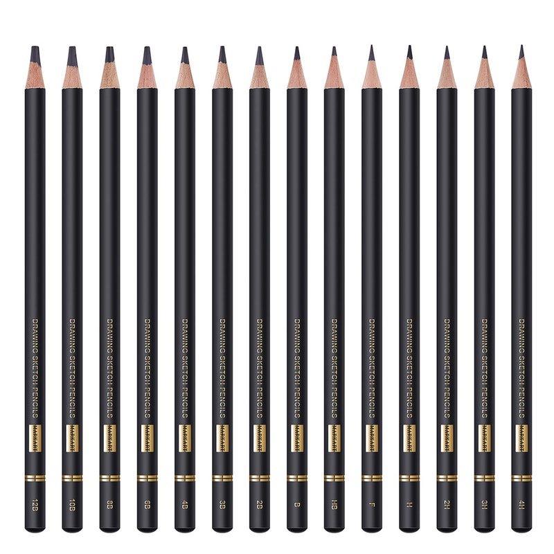 MARKART Professional Drawing Sketching Pencil Set - 14 Pieces,Graphite,(12B - 4H), Ideal for Drawing Art, Sketching, Shading, Artist Pencils for Beginners & Pro Artists - Image 2