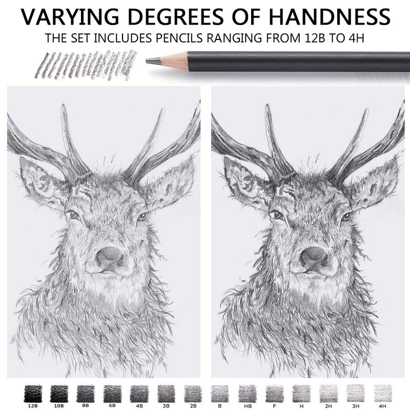 MARKART Professional Drawing Sketching Pencil Set - 14 Pieces,Graphite,(12B - 4H), Ideal for Drawing Art, Sketching, Shading, Artist Pencils for Beginners & Pro Artists - Image 5