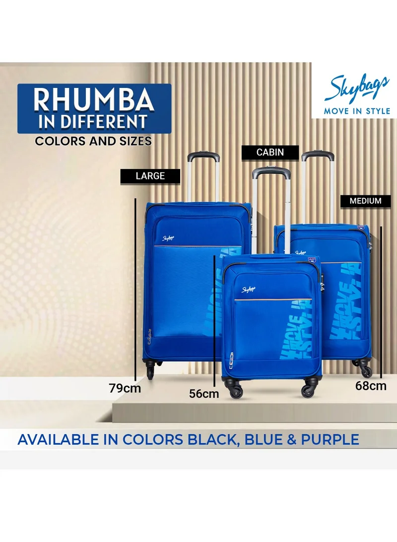 Skybags Rhumba Checked Luggage| 4W Str (E)| Polyester Soft Sided 360° 4 Wheels Spinner Trolleys| Large-28 Inch - Blue