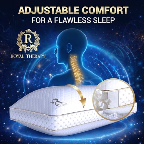Royal Therapy Queen Memory Foam Pillow, Adjustable Shredded Odor-Free Pillow for Neck & Shoulder Pain Relief, Support for Back, Stomach, Side Sleepers, AirFlowPRO - Image 3