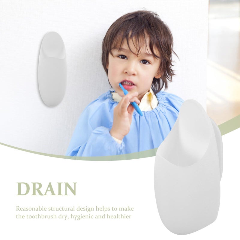 Wall Mounted Toothbrush Holder With Toothpaste Shelf White 2 Pack Bathroom Storage Organizer Space Saving Design - Image 4