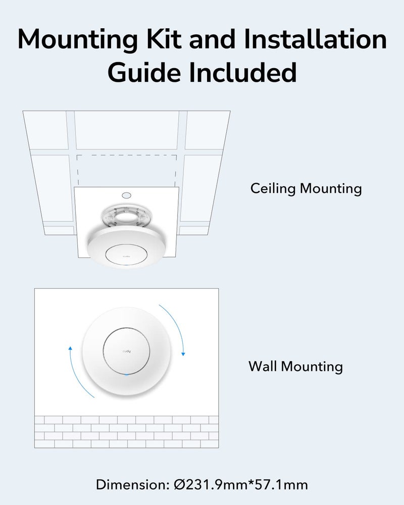 Cudy AC1200 Gigabit Wireless Access Point, Gigabit RJ45, Business WiFi Solution w/Mesh Support, Beamforming, Seamless Roaming, MU-MIMO, PoE or DC Powered, AP1300 - Image 4