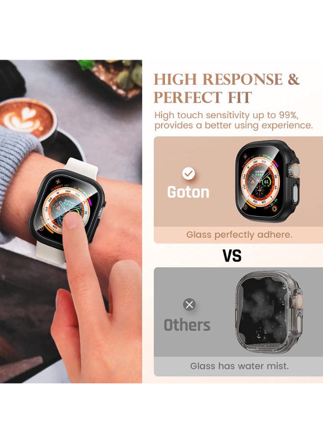 SHOPI - Apple Watch Ultra Case 49mm + Apple Watch Ultra Screen Protector, Anti-Fog Tempered Glass Flim + Hard PC Edge Protector Bumper Cover for iWatch Ultra Accessories 49mm Clear+Black - Image 1