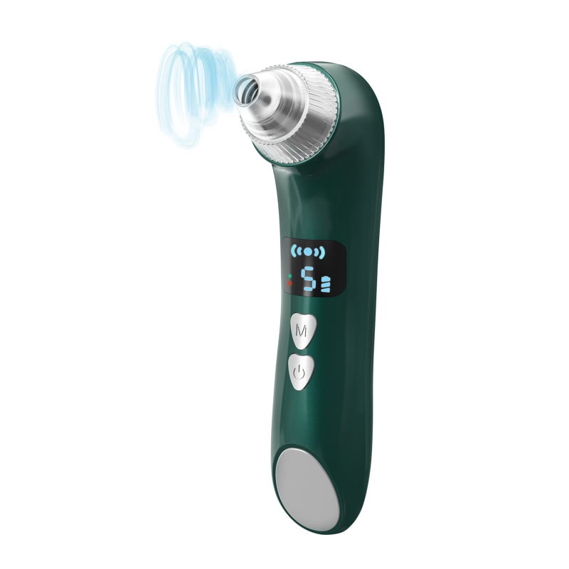 Green Blackhead Remover 500mAh Rechargeable Cell - App-linked Visible Design Pore Treatment 6 Suction Heads 3 Modes for Facial Skincare Deep Cleaning - Image 1
