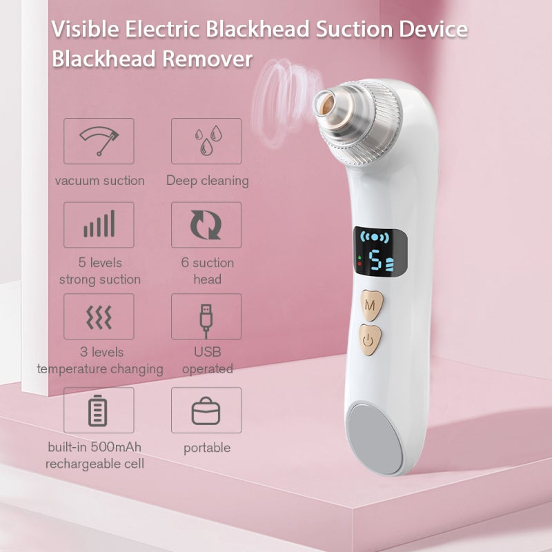 Green Blackhead Remover 500mAh Rechargeable Cell - App-linked Visible Design Pore Treatment 6 Suction Heads 3 Modes for Facial Skincare Deep Cleaning - Image 2