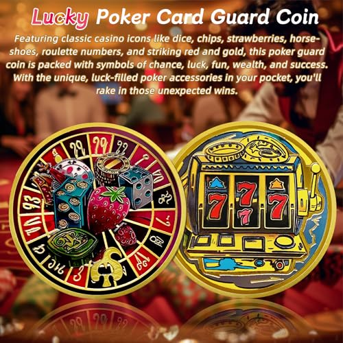 IELCJJ Unique Roulette Poker Card Guard Coin - 777 Slots Lucky Angel Numbers Protector Token - Good Luck Charms Double Sided Game Chip - Casino Las Vegas Accessories Souvenirs and Gifts for Men Women - Image 2