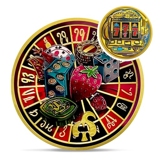 IELCJJ Unique Roulette Poker Card Guard Coin - 777 Slots Lucky Angel Numbers Protector Token - Good Luck Charms Double Sided Game Chip - Casino Las Vegas Accessories Souvenirs and Gifts for Men Women - Image 1