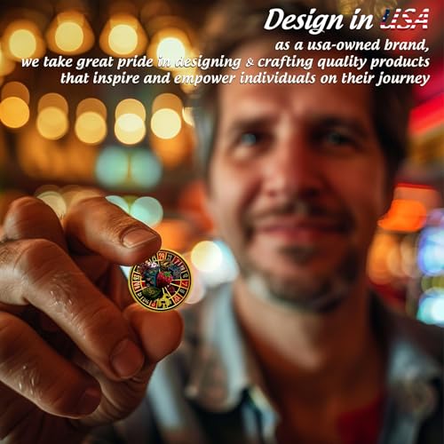 IELCJJ Unique Roulette Poker Card Guard Coin - 777 Slots Lucky Angel Numbers Protector Token - Good Luck Charms Double Sided Game Chip - Casino Las Vegas Accessories Souvenirs and Gifts for Men Women - Image 4