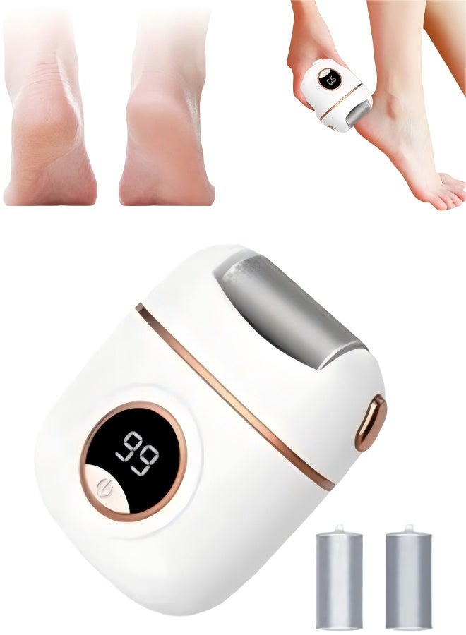Automatic Callus  Foot File, Rechargeable Pedicure Tools for Feet, Electric Foot Callus Remover with 2 Roller Heads, Waterproof Foot File Perfect for Dead Hard Cracked Dry Skin,White - Image 1