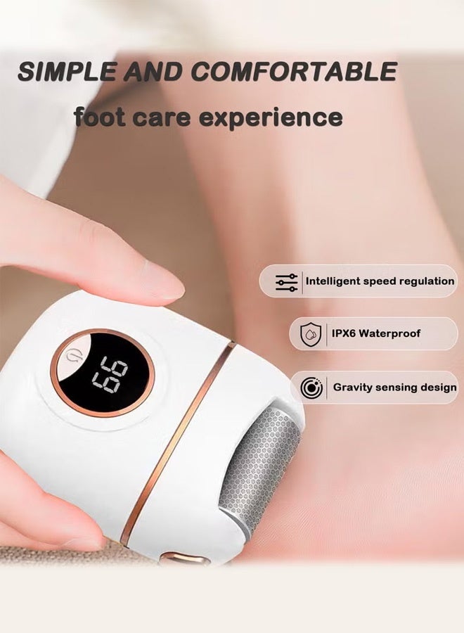 Automatic Callus  Foot File, Rechargeable Pedicure Tools for Feet, Electric Foot Callus Remover with 2 Roller Heads, Waterproof Foot File Perfect for Dead Hard Cracked Dry Skin,White - Image 5
