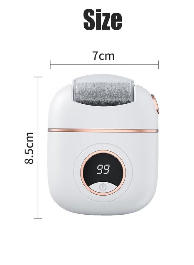 Automatic Callus  Foot File, Rechargeable Pedicure Tools for Feet, Electric Foot Callus Remover with 2 Roller Heads, Waterproof Foot File Perfect for Dead Hard Cracked Dry Skin,White - Image 2